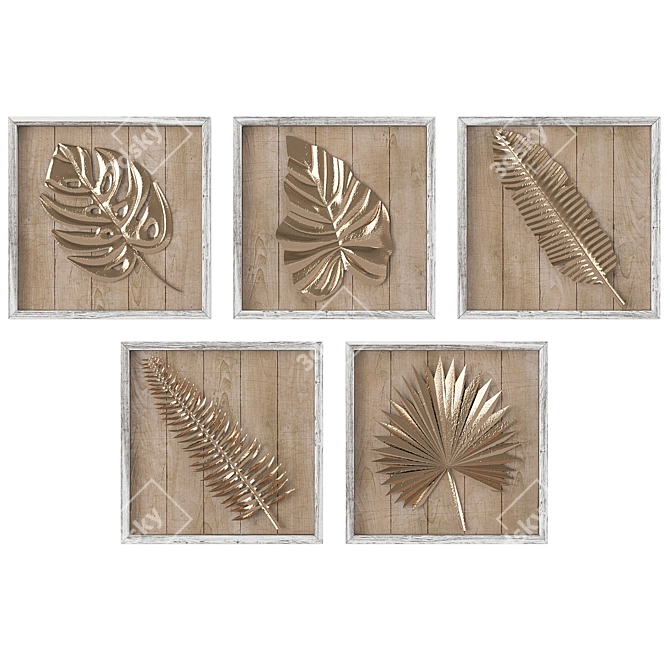 Rustic Wood Framed Art Collection 3D model image 1