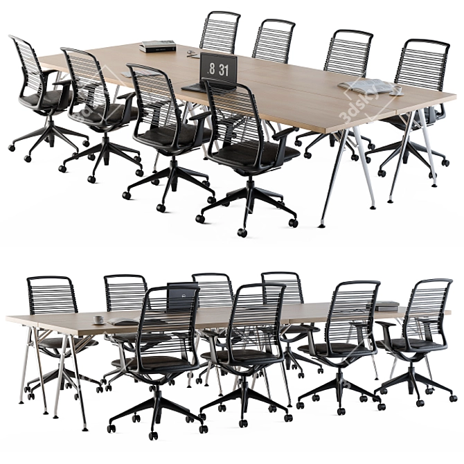 Office Conference Table Set 3D model image 1