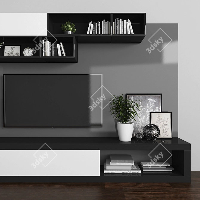 Modern TV Stand Set 094 3D model image 2