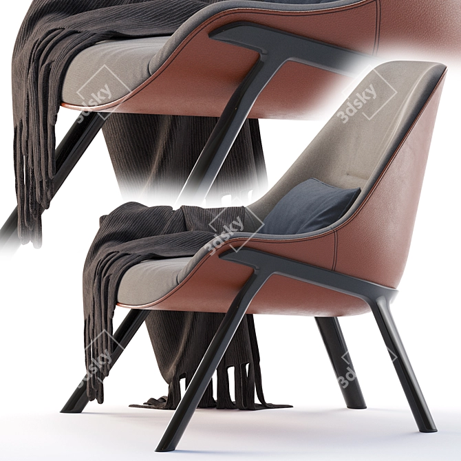 Elegant Metal Leg Lounge Chair 3D model image 2