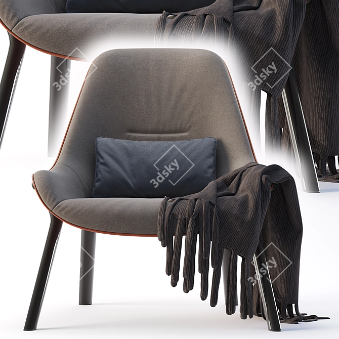 Elegant Metal Leg Lounge Chair 3D model image 3