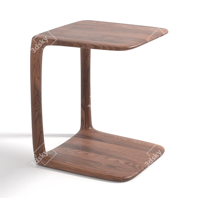 Handcrafted Wood Side Table 3D model image 1