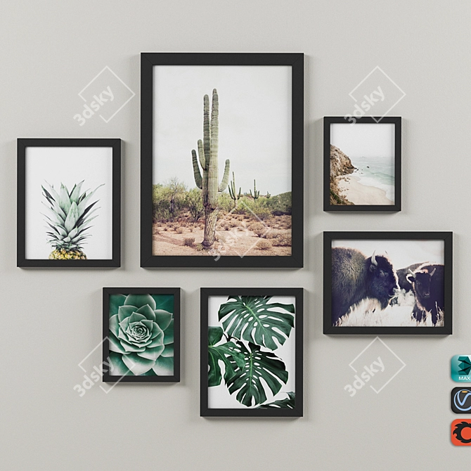 Southwest Framed Photography Set 3D model image 1