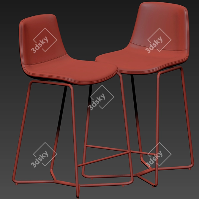  Modern Upholstered Counter Stools 3D model image 3