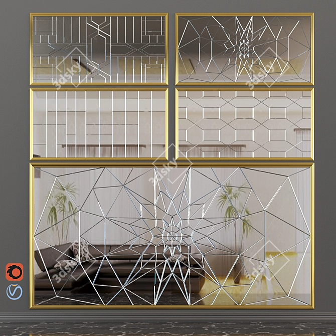 Elegant Reflection - Decorative Mirror 3D model image 4