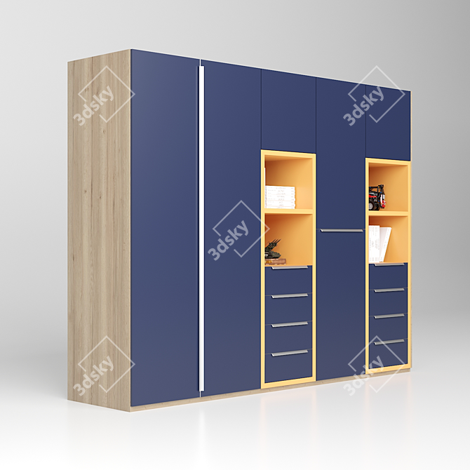 Spacious 2.5m Wardrobe 3D model image 2