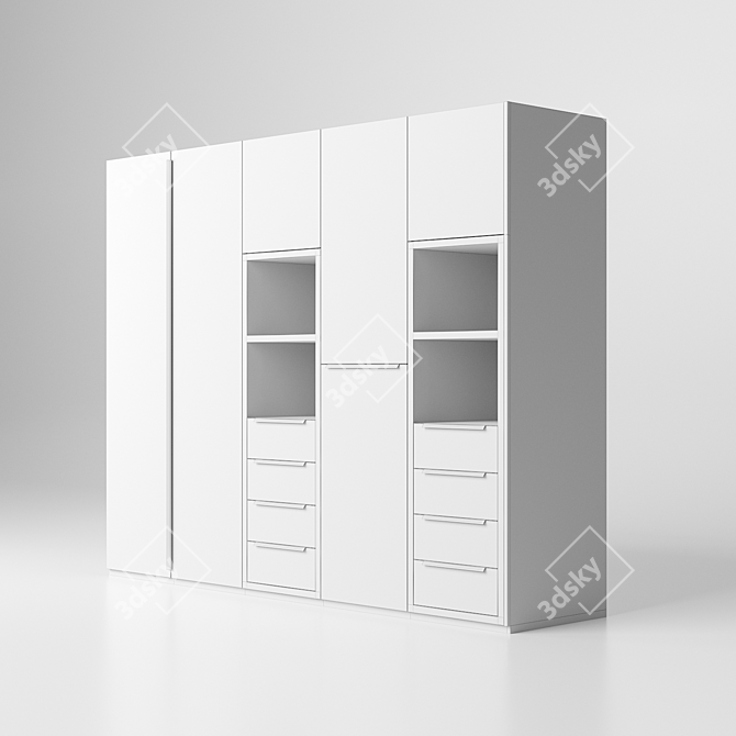 Spacious 2.5m Wardrobe 3D model image 3