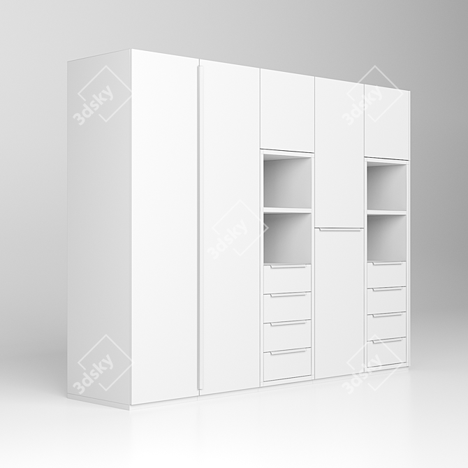 Spacious 2.5m Wardrobe 3D model image 4