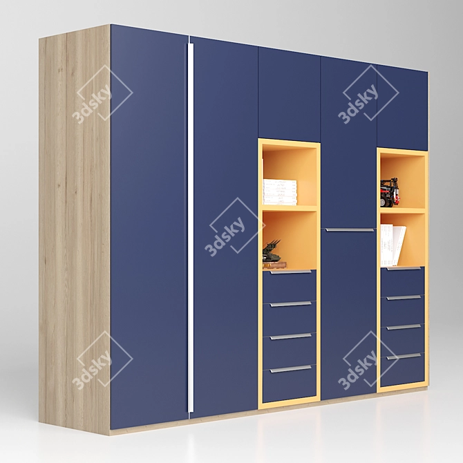 Spacious 2.5m Wardrobe 3D model image 5