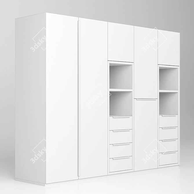 Spacious 2.5m Wardrobe 3D model image 7