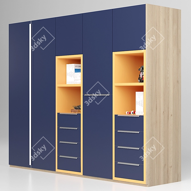 Spacious 2.5m Wardrobe 3D model image 10