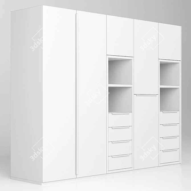 Spacious 2.5m Wardrobe 3D model image 11