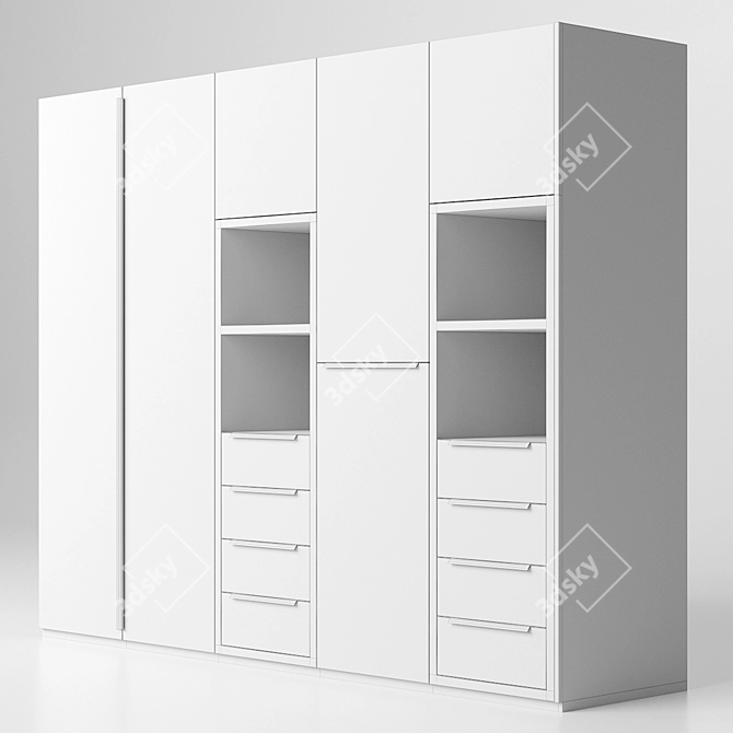 Spacious 2.5m Wardrobe 3D model image 12