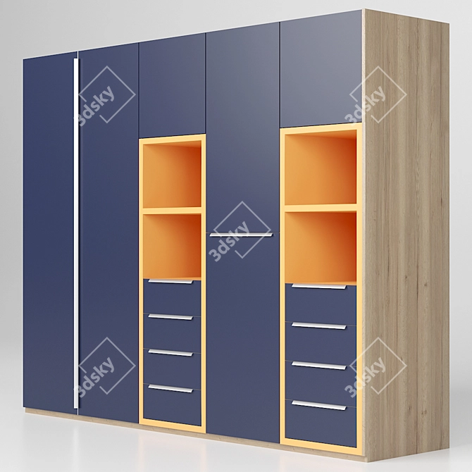 Spacious 2.5m Wardrobe 3D model image 13