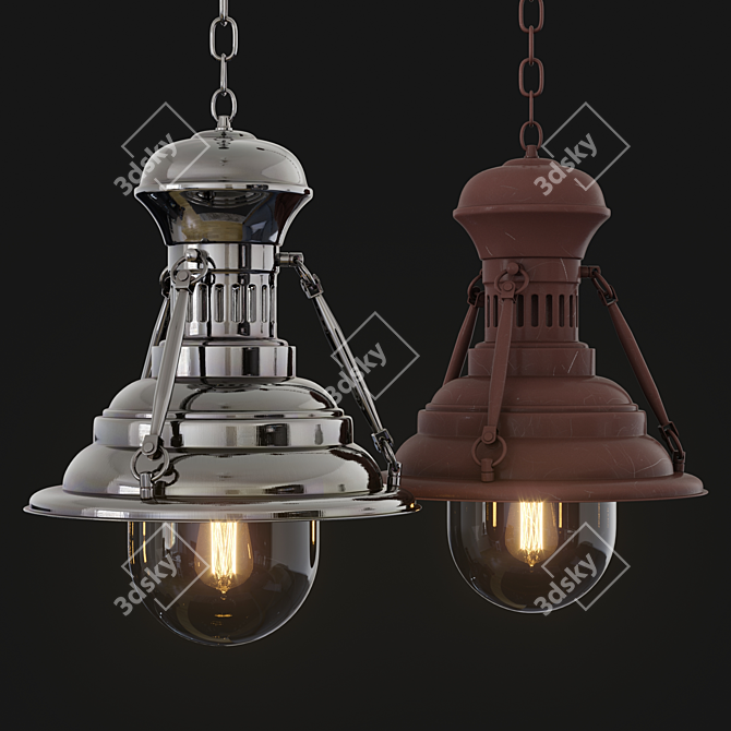 Title: London Industrial Pendant Lamp 3D model image 1