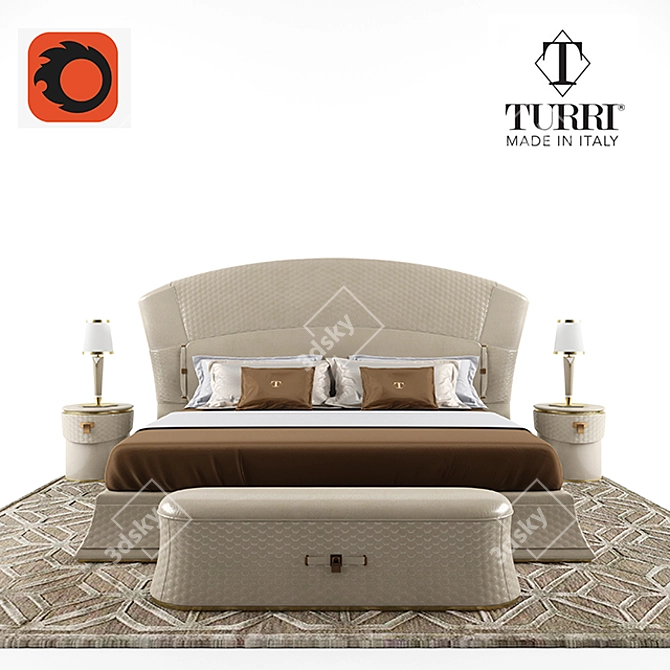 Turri Vogue Bed Set - Elegant Italian Furniture Set 3D model image 1