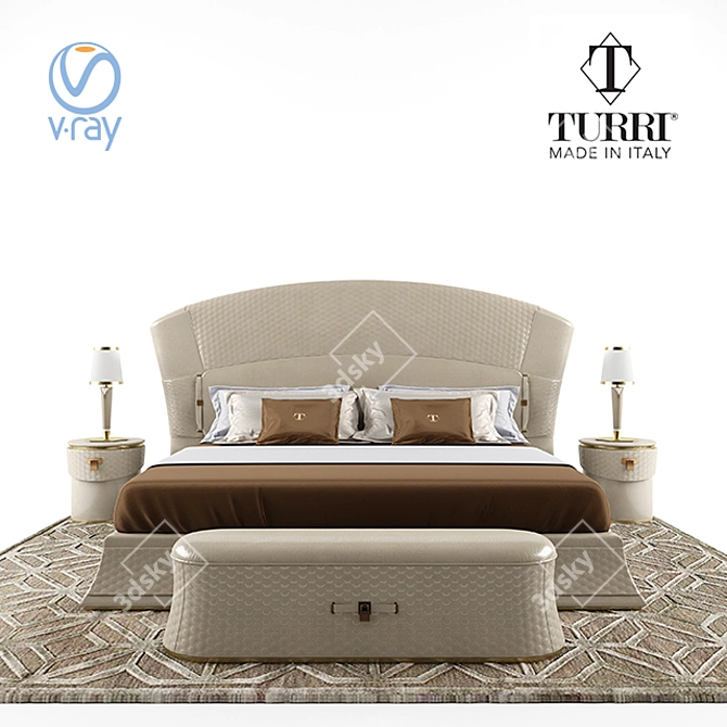 Turri Vogue Bed Set - Elegant Italian Furniture Set 3D model image 6