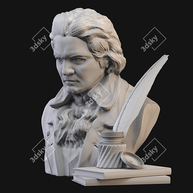 Classical Masterpiece: Beethoven Bust & Inkwell 3D model image 2