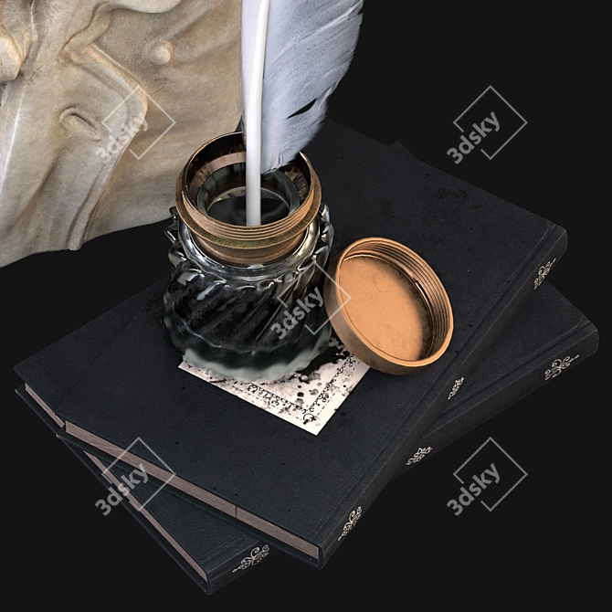 Classical Masterpiece: Beethoven Bust & Inkwell 3D model image 4