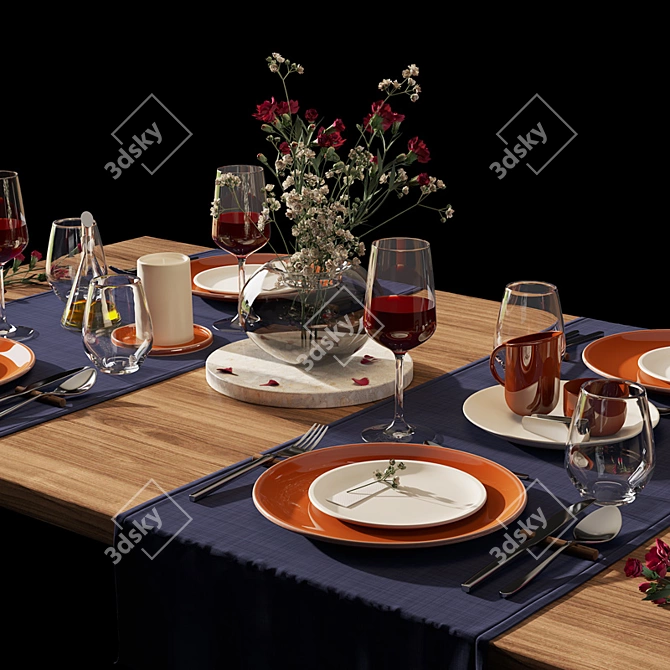 Modern Tableware Set: 3D Models & Materials 3D model image 1