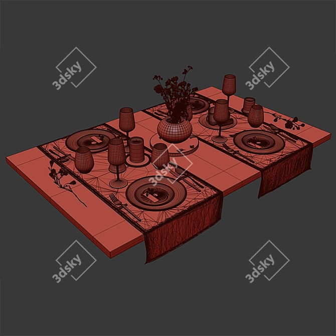 Modern Tableware Set: 3D Models & Materials 3D model image 4