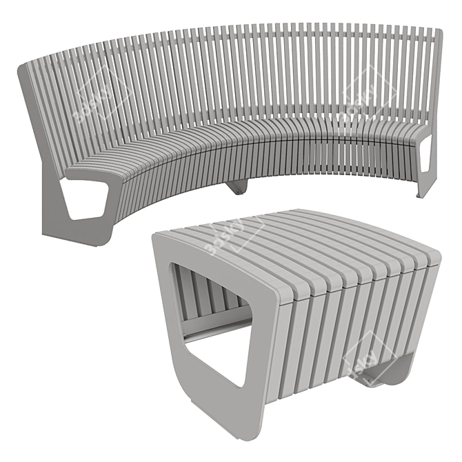 MMCITE Landscape Compact Park Benches 3D model image 5