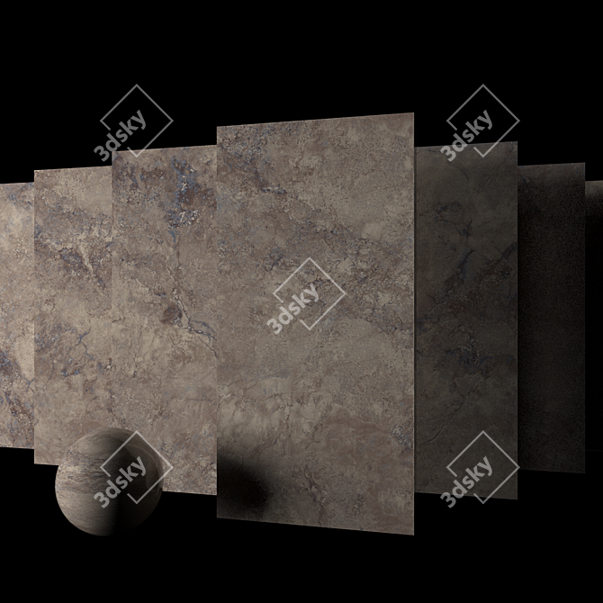 Elegant Ottoman Walnut Marble Set 3D model image 2