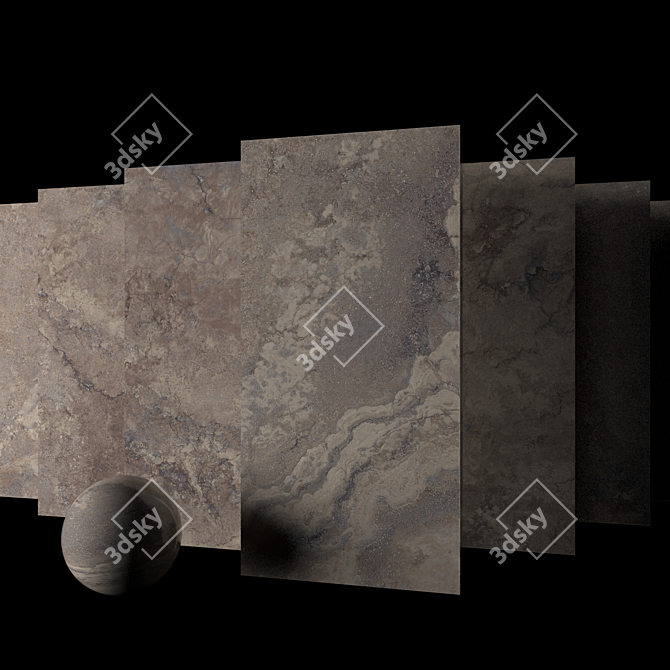 Marble Ottomano Walnut Set 3D model image 2