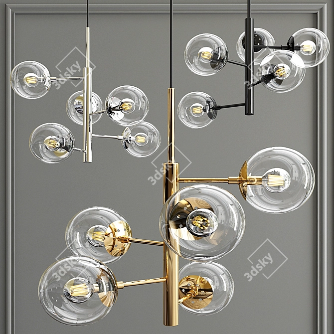 Modern 5 Globe Pendant Light 3D model image 1