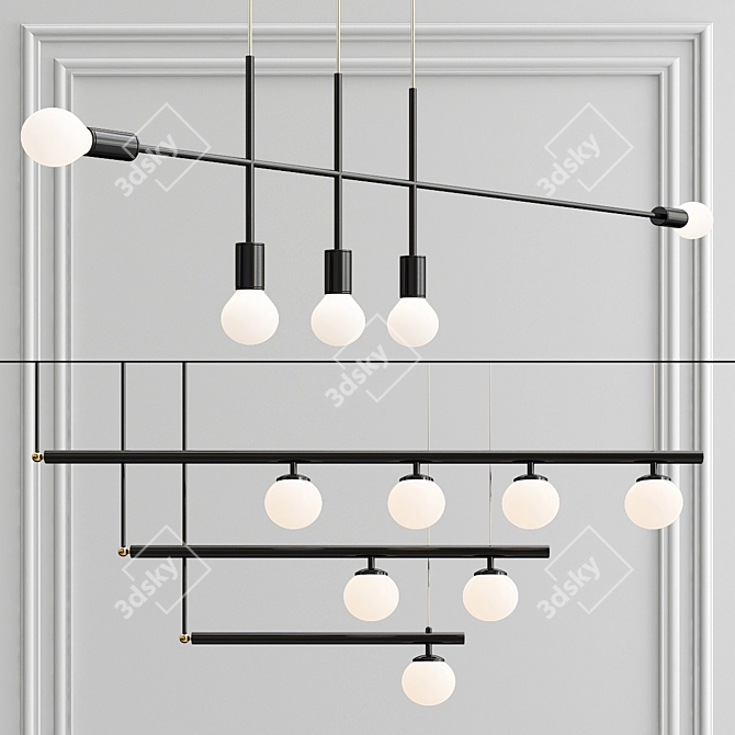 Satellite X Pendant: Contemporary Ceiling Light
Triple Kick: Black Ceiling Light by Volker Haug 3D model image 4