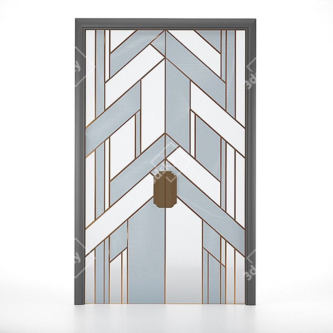 Elegant Glass Double Door  3D model image 1