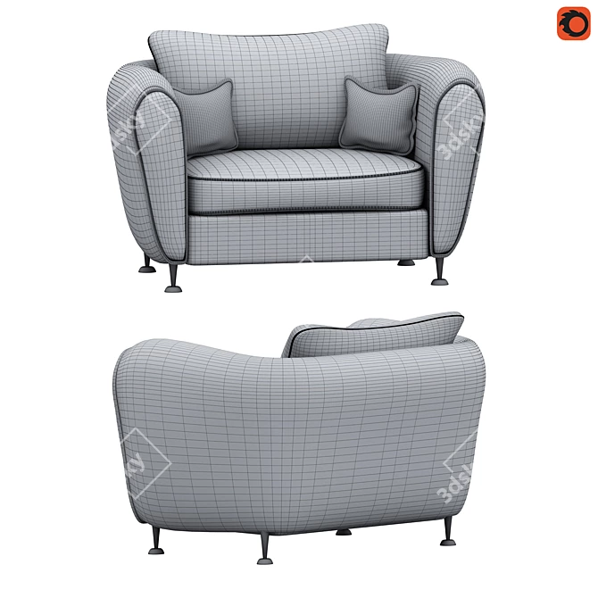 Realistic 3D Sofa Model 3D model image 2