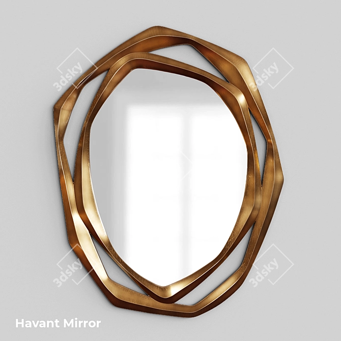 Abstract Wood Frame Mirror 3D model image 1