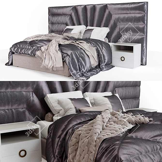 Meridian Theo Bed with Headboard 3D model image 2