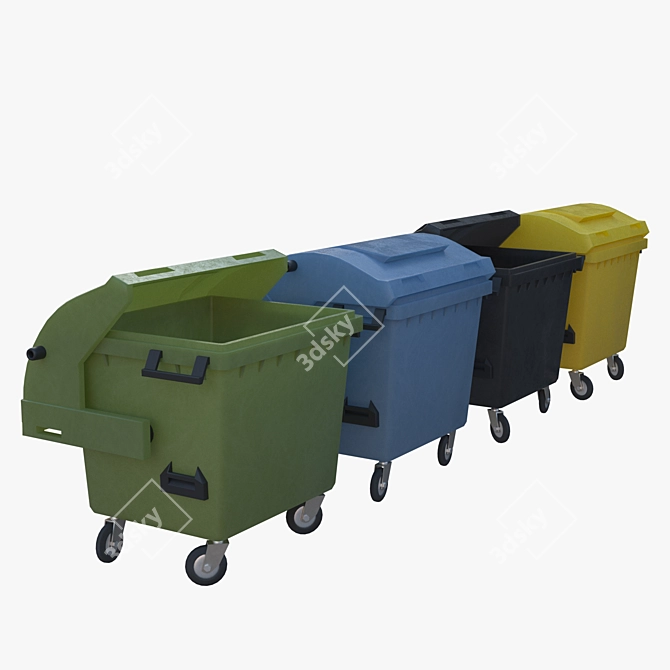 Versatile 4-Wheel Garbage Container 3D model image 1