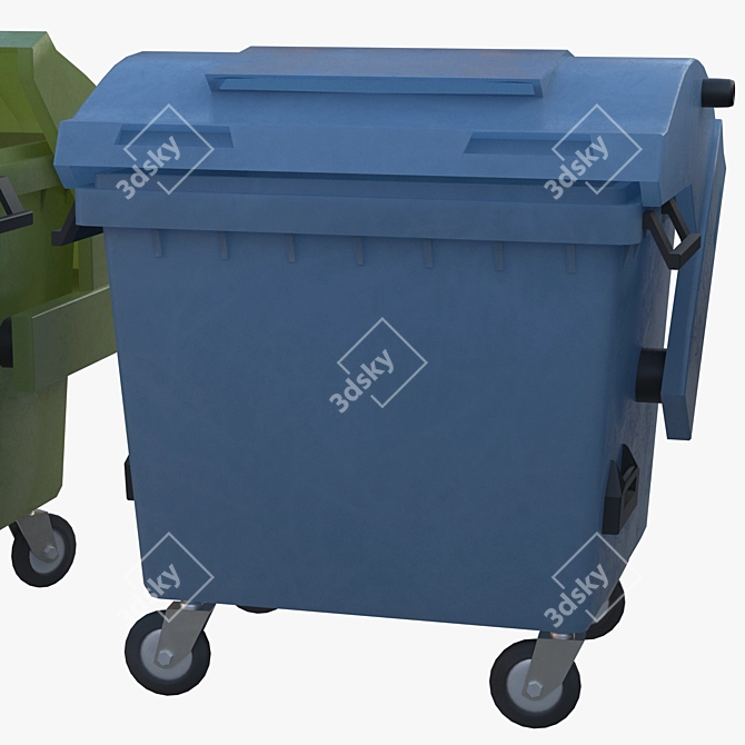 Versatile 4-Wheel Garbage Container 3D model image 2