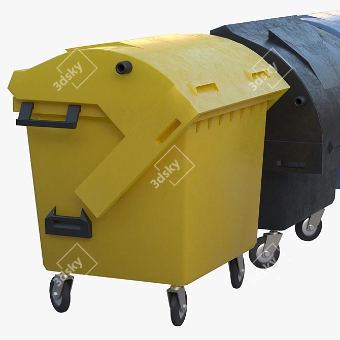 Versatile 4-Wheel Garbage Container 3D model image 3