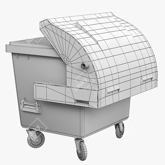 Versatile 4-Wheel Garbage Container 3D model image 5