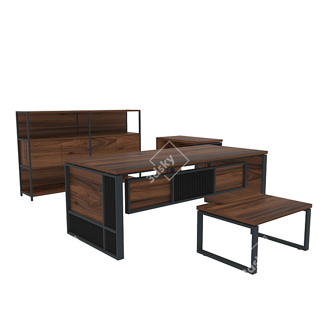 PRETO Executive Table Set 3D model image 1