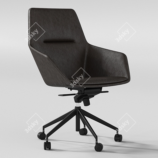 Modern Office Arm Chair with Casters 3D model image 1