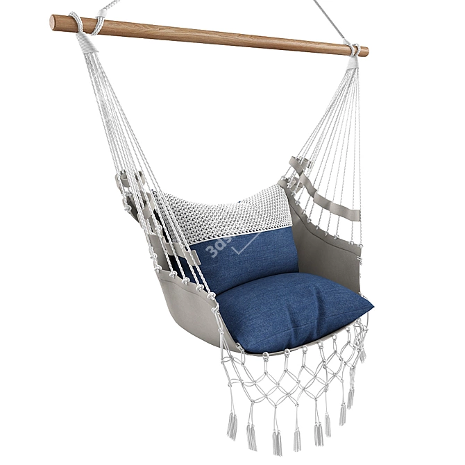 Handmade Macrame Hammock Swing Chair 3D model image 1