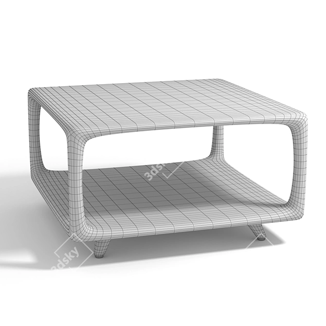 Rustic Artisan Wood Coffee Table 3D model image 2