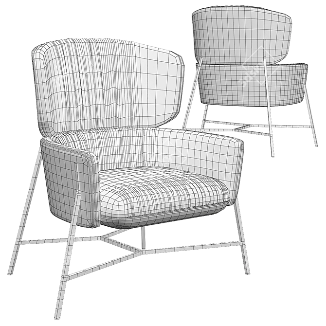Caristo High Back Armchair: Sleek and Versatile Seating 3D model image 2