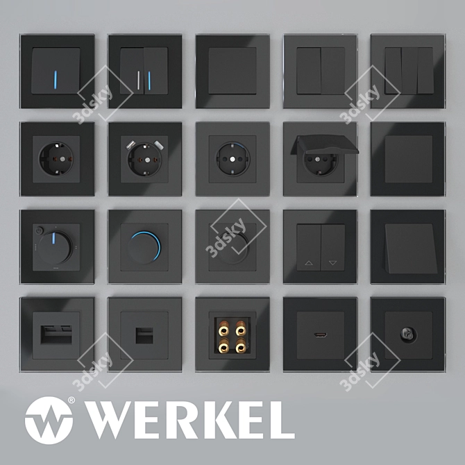 Werkel Black Sockets & Switches 3D model image 1