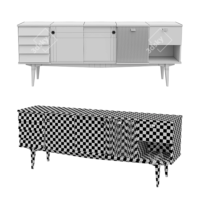 Italian Vintage Wood Chest of Drawers 3D model image 2