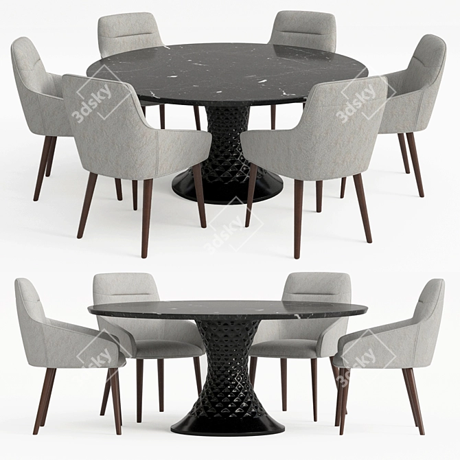Elegant Modern Dining Table Set 3D model image 5