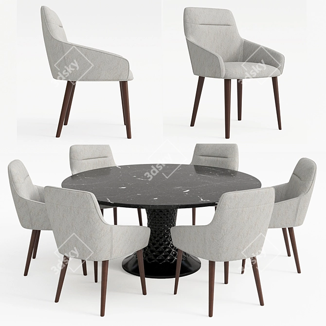 Elegant Modern Dining Table Set 3D model image 6