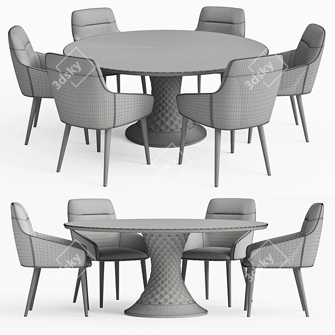 Elegant Modern Dining Table Set 3D model image 7