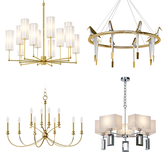 Modern Chandelier Collection: Set of 6 3D model image 1