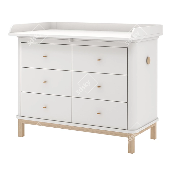 Modern Oliver Wood Nursery Dresser 3D model image 1